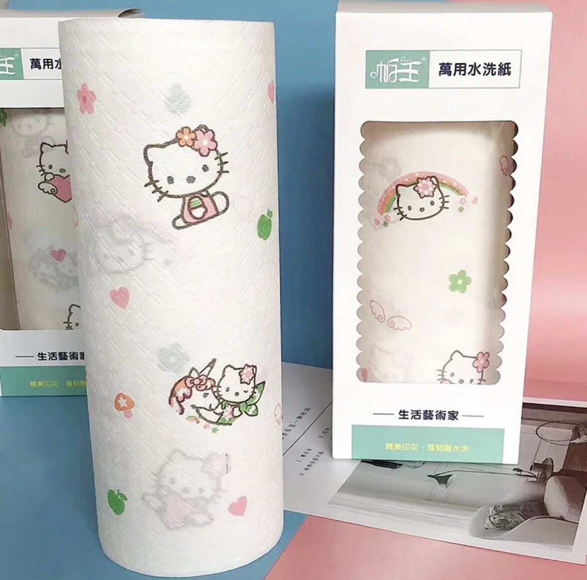 60PCS/Roll Hello Kitty Anime Cartoon Household Paper Towels Disposable