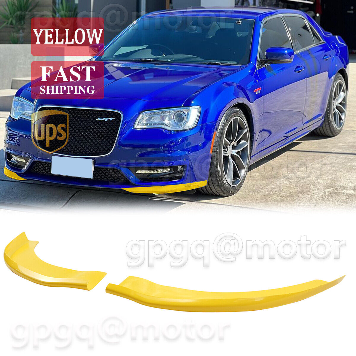 For Chrysler 300 C S SRT 2015-2023 Yellow Front Bumper Lip Splitter Trim Cover