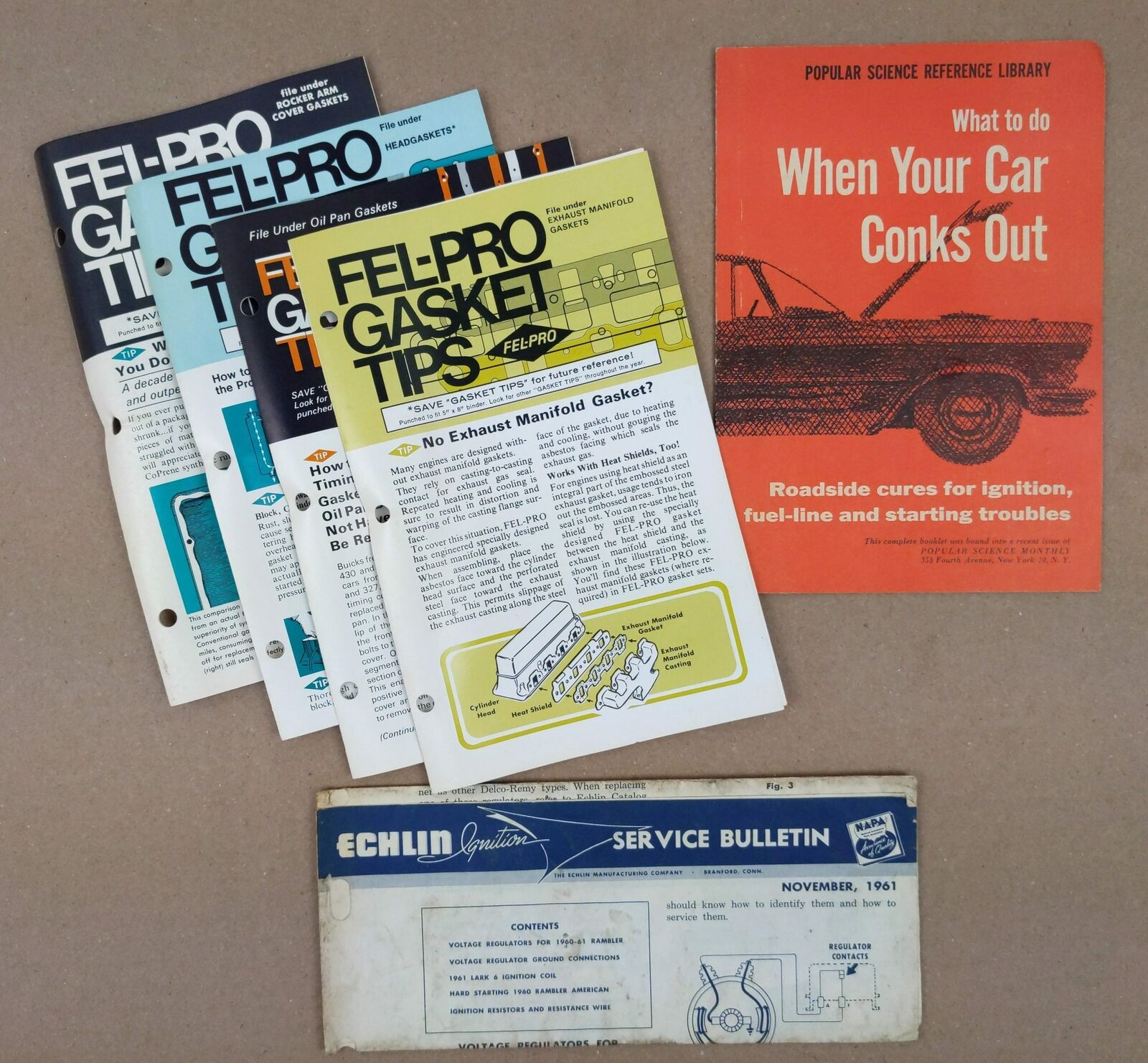 FEL-PRO GASKET TIPS Service Garage booklets + EXTRAS ~ When Your Car Conks Out