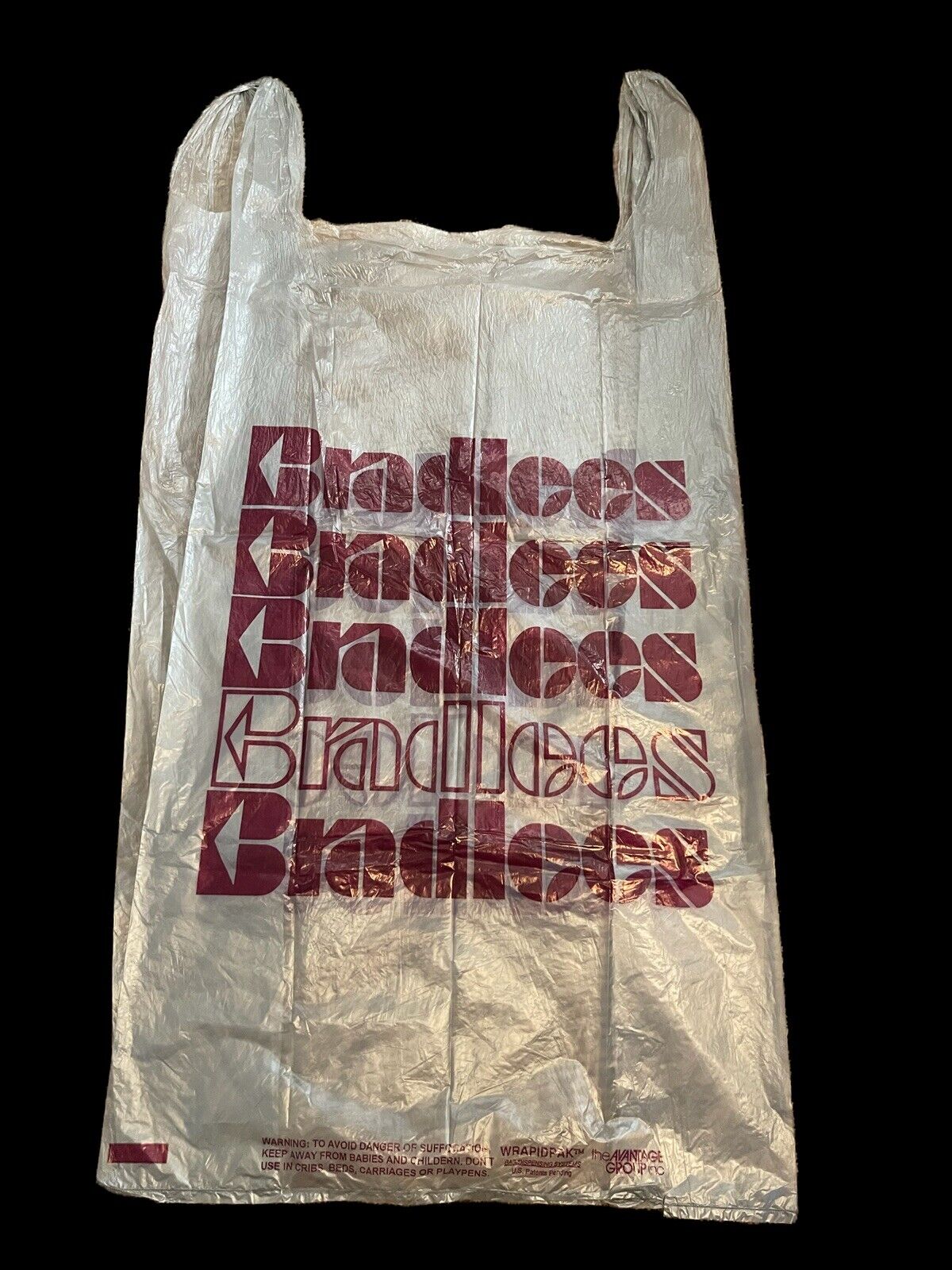 X-Large 35”x17x8” Bradlees Department Store Plastic Handles Shopping Bag 1980s