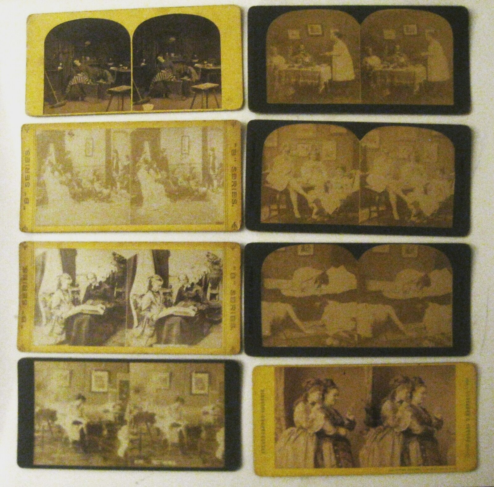 Stereoview photo cards lot of 8 undated look to be late 1800 early 1900\'s woman.