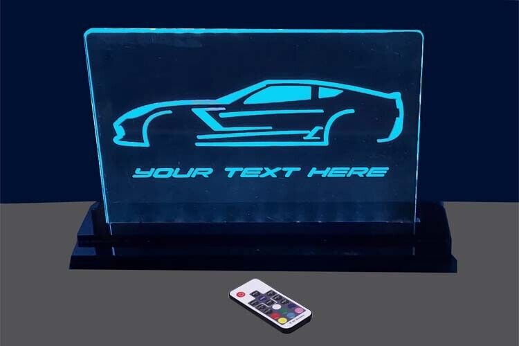 C7 Corvette Stingray Silhouette LED Edge Lit Sign with your custom text.