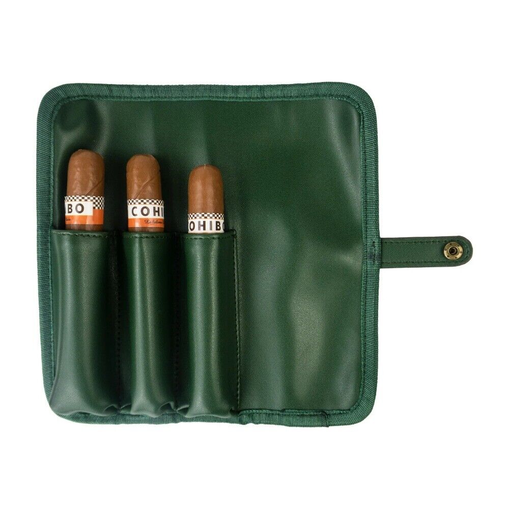 3 Sticks Capacity Cigar Bag Travel Portable PU leather Storage Case Cigar Green