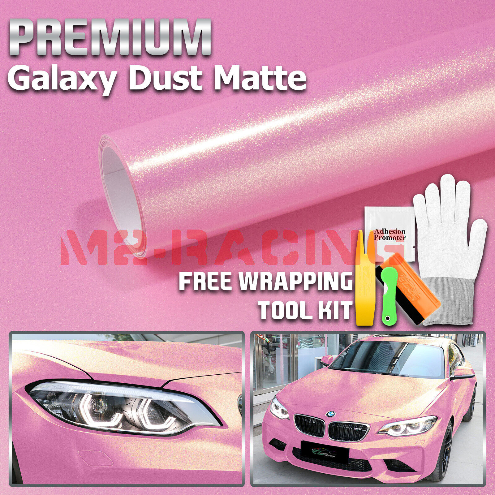 Galaxy Dust Matte Light Pink Gold Metallic Auto Sticker Decal Vinyl Wrap Sheet