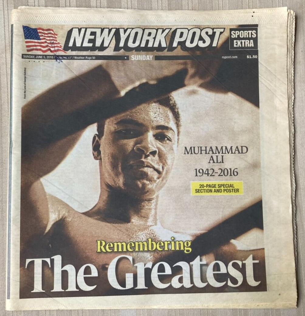 Vintage New York Post June 5, 2016 Muhammad Ali Remembering The Greatest
