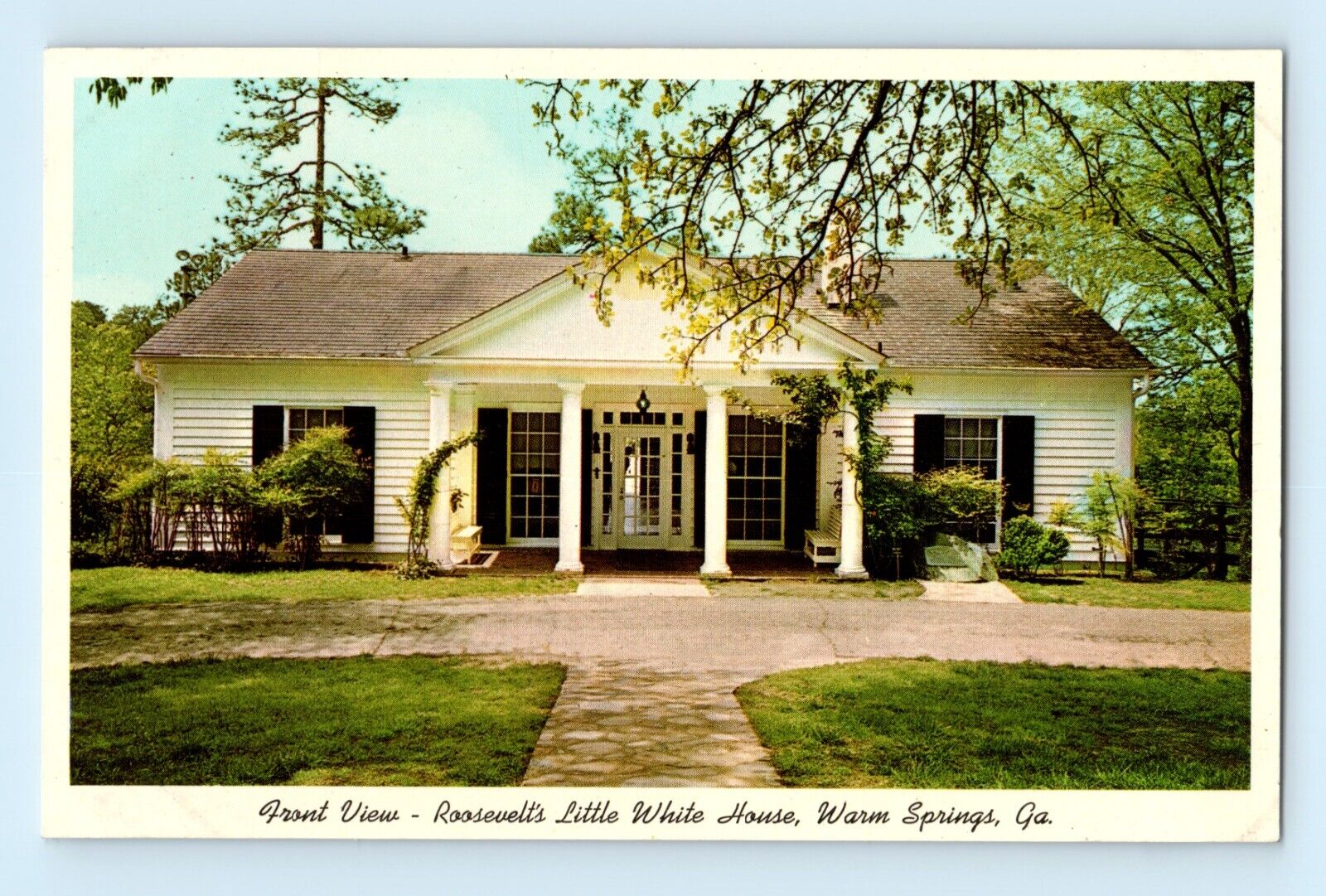 Front View Roosevelt\'s Little White House Warm Springs George Column Postcard C4