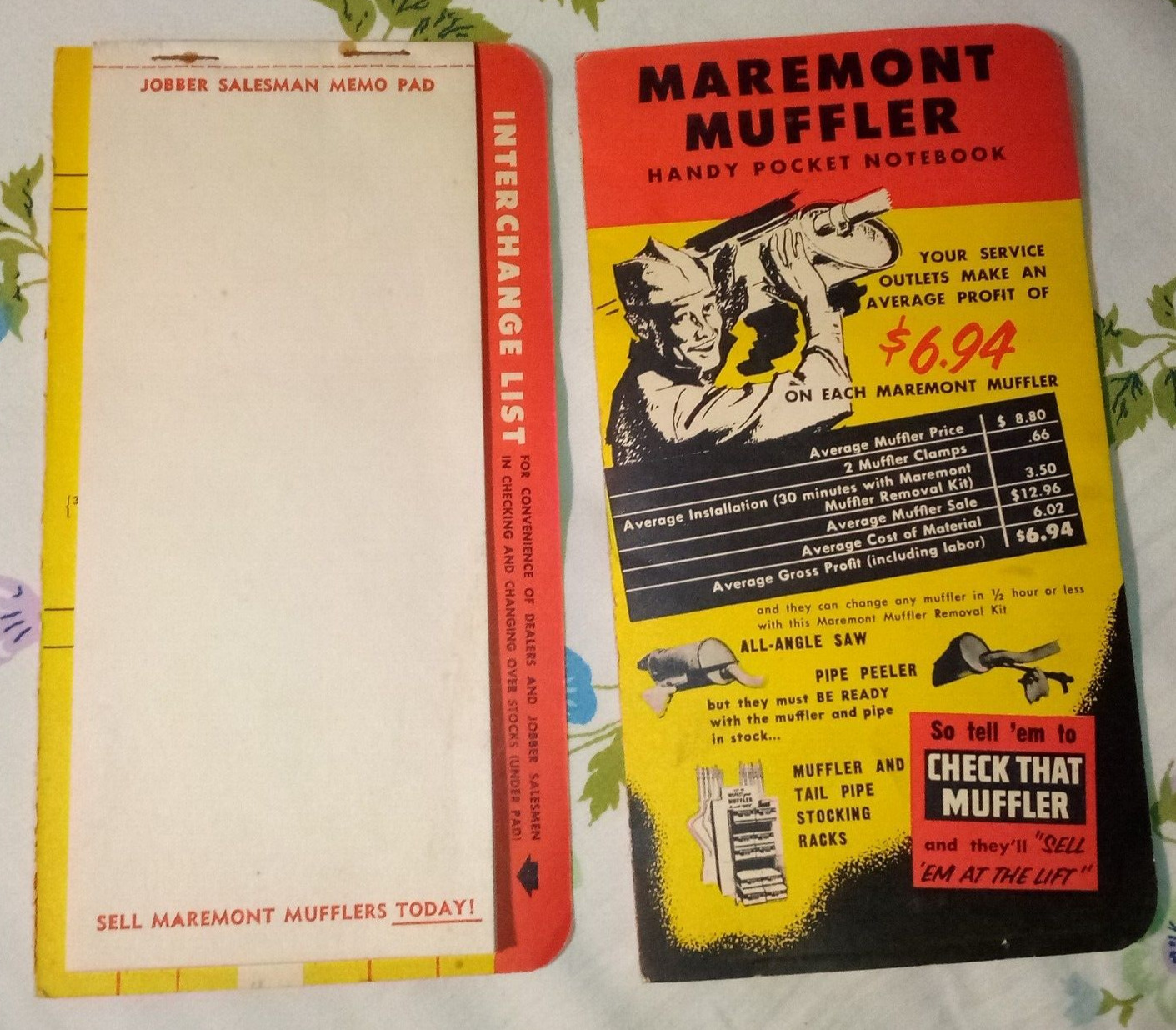 (2) Maremont Muffler Handy Pocket Notebook - 1953