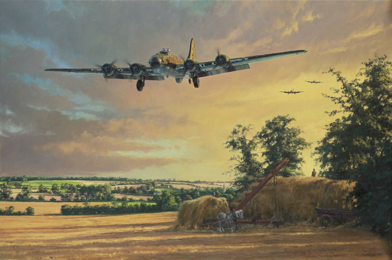 A Welcome Return by Anthony Saunders signed by two B-17 Pilots