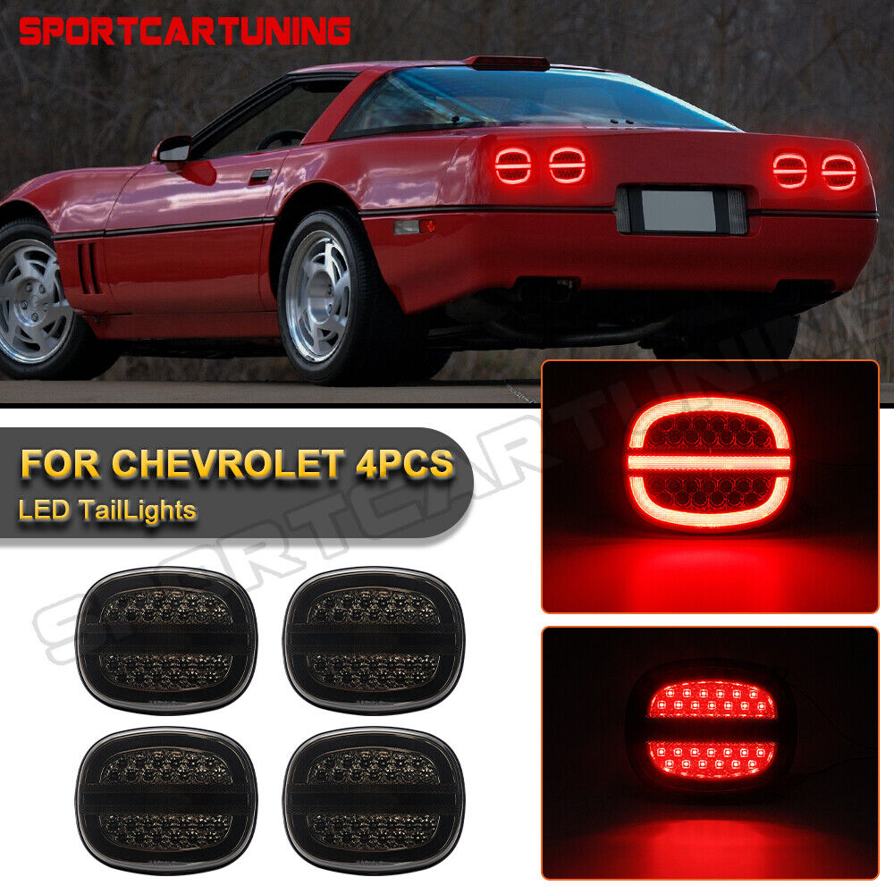  Smoke LED Turn Signal Brake Tail Lights For 1990-96 Chevrolet Chevy Corvette C4