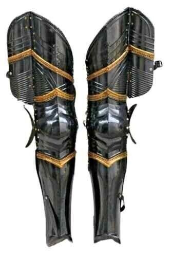 Pair Of Leg Set Armor Greaves Fully Wearable Gothic Dark Medieval Knight Steel