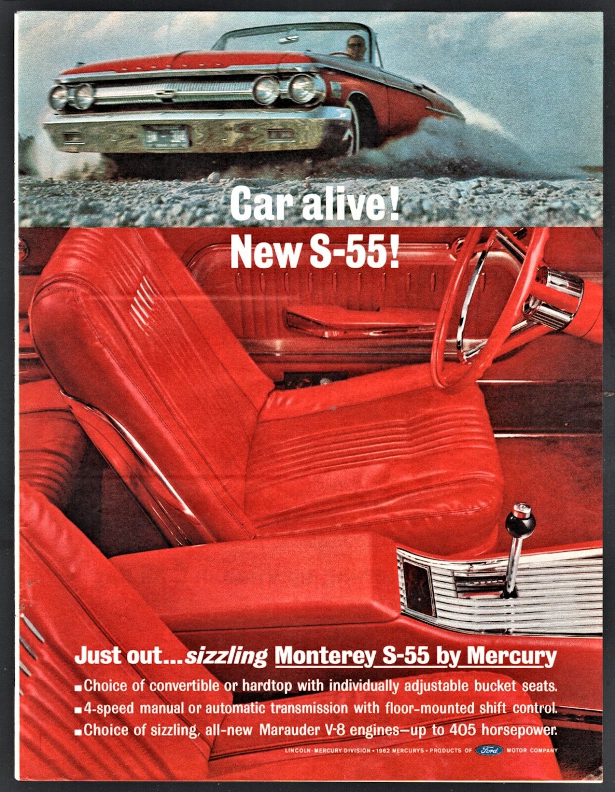 1962 MERCURY Monterey S-55 Red Convertible w/ nice interior view AD