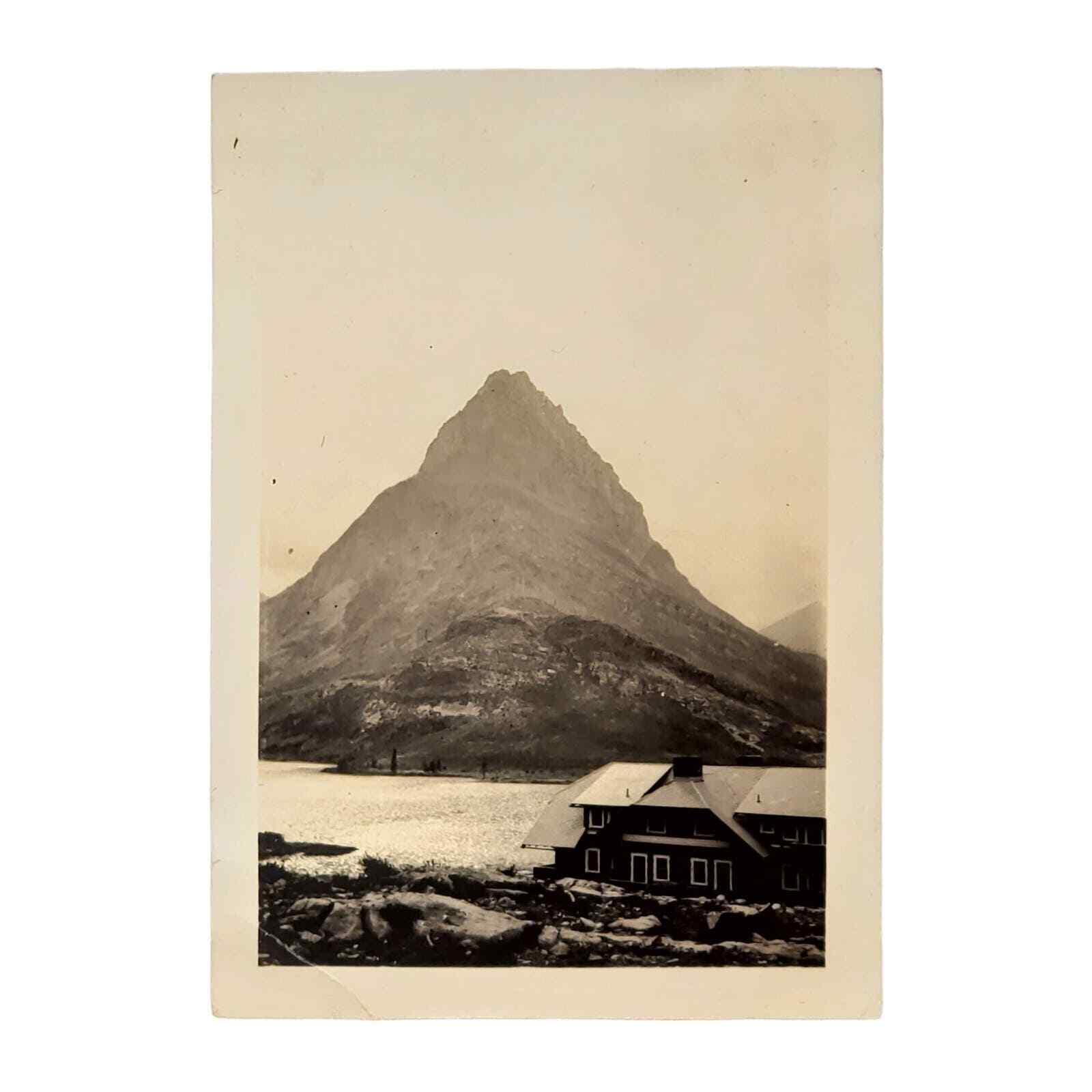 Vtg B&W Photo Found Yellowstone National Park Mountain House in Front Snapshot