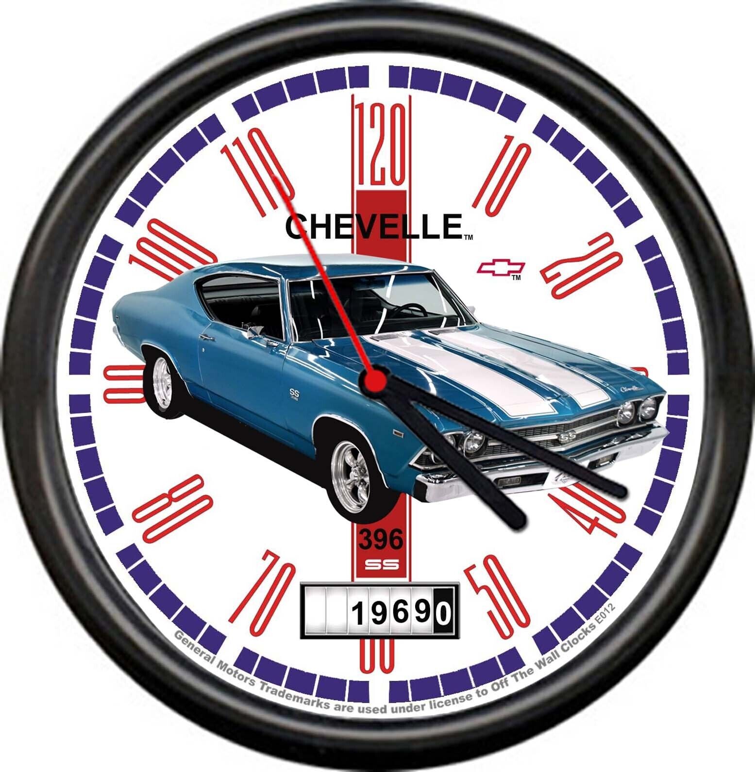 Licensed 1969 396 Chevelle  Blue 2 Door Chevrolet General Motors Sign Wall Clock