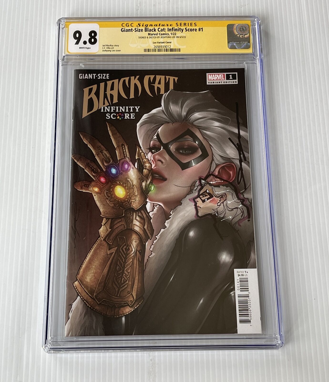Jeehyung Lee Signed Sketch Black Cat Infinity Trade Marvel Comics CGC 9.8 4