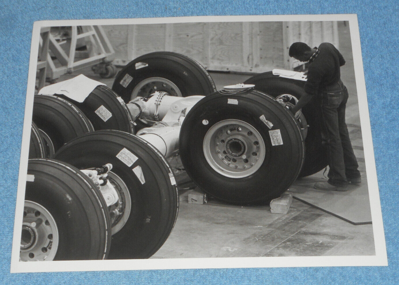 Vintage Lockheed Assembly Plant Photo Worker Aircraft Landing Tires C-5 Galaxy?