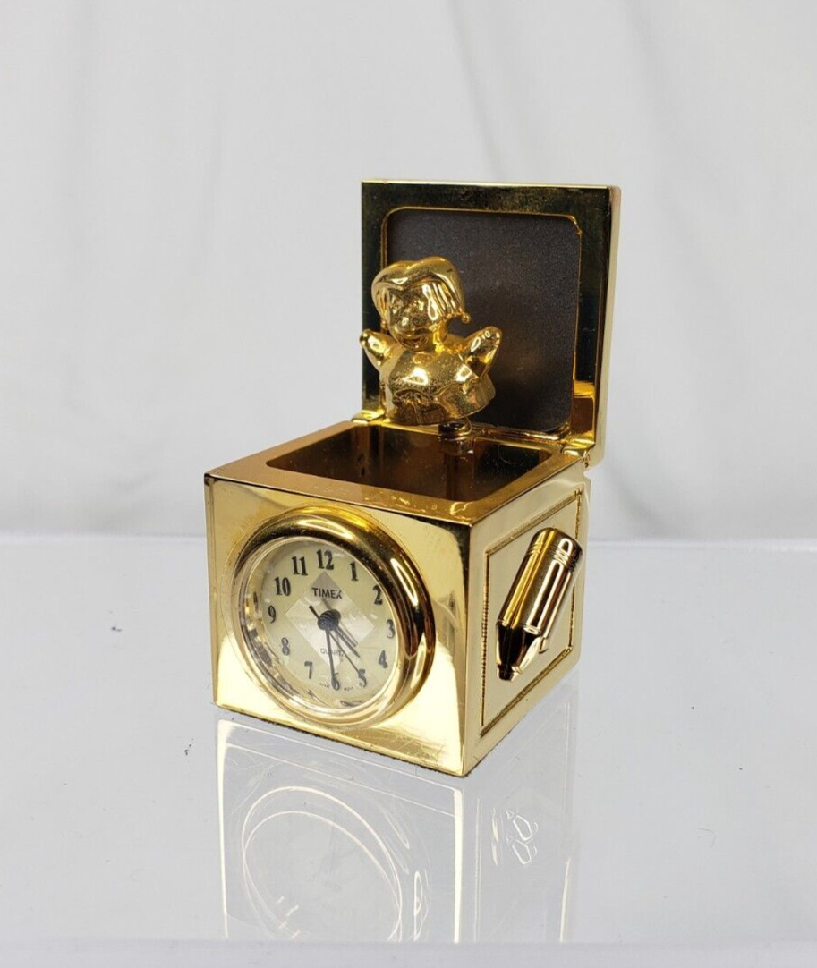 Timex Mini Brand Play Block Jack n the Box Clock Gold Tone