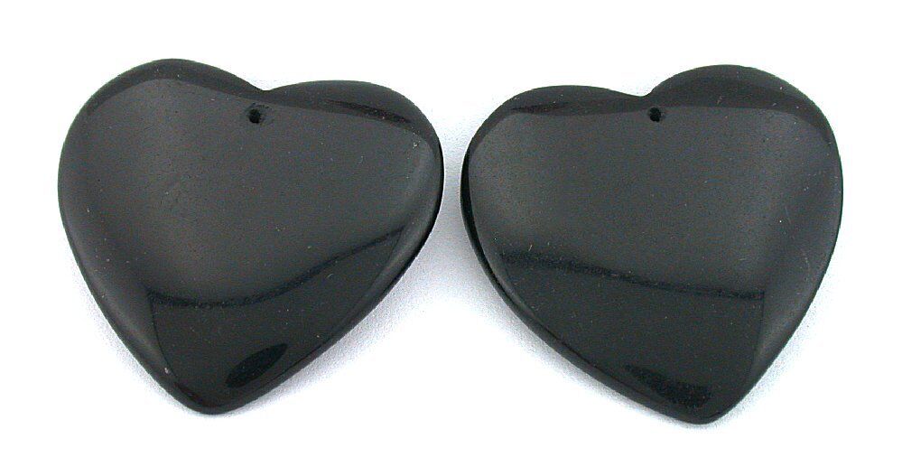 Two 1 1/3 Top Front Drilled Black Obsidian Focal Gem Gemstone Bead EBS8641