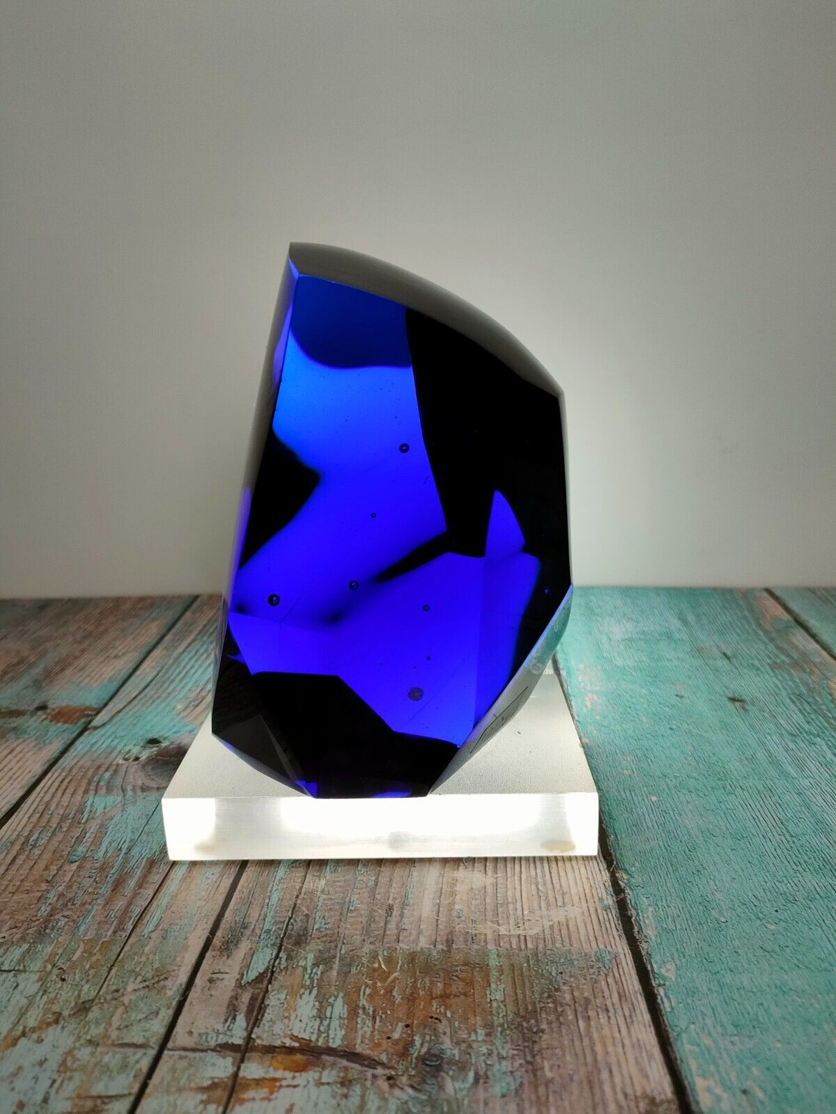 Andara crystal natural cutting dark blue 2013gr with Base for Decoration
