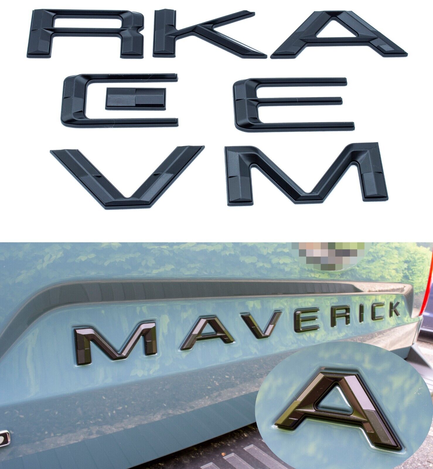 Matte Black Tailgate Insert Letters Badge For MAVERICK Emblem 2022-2024