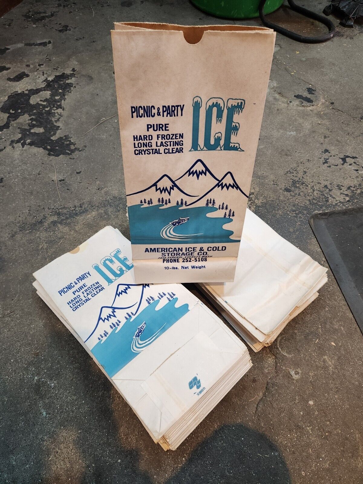 10x Lot 🧊Vintage Picnic & Party Crystal Clear Ice Bag 🔥 Everett Washington/ice