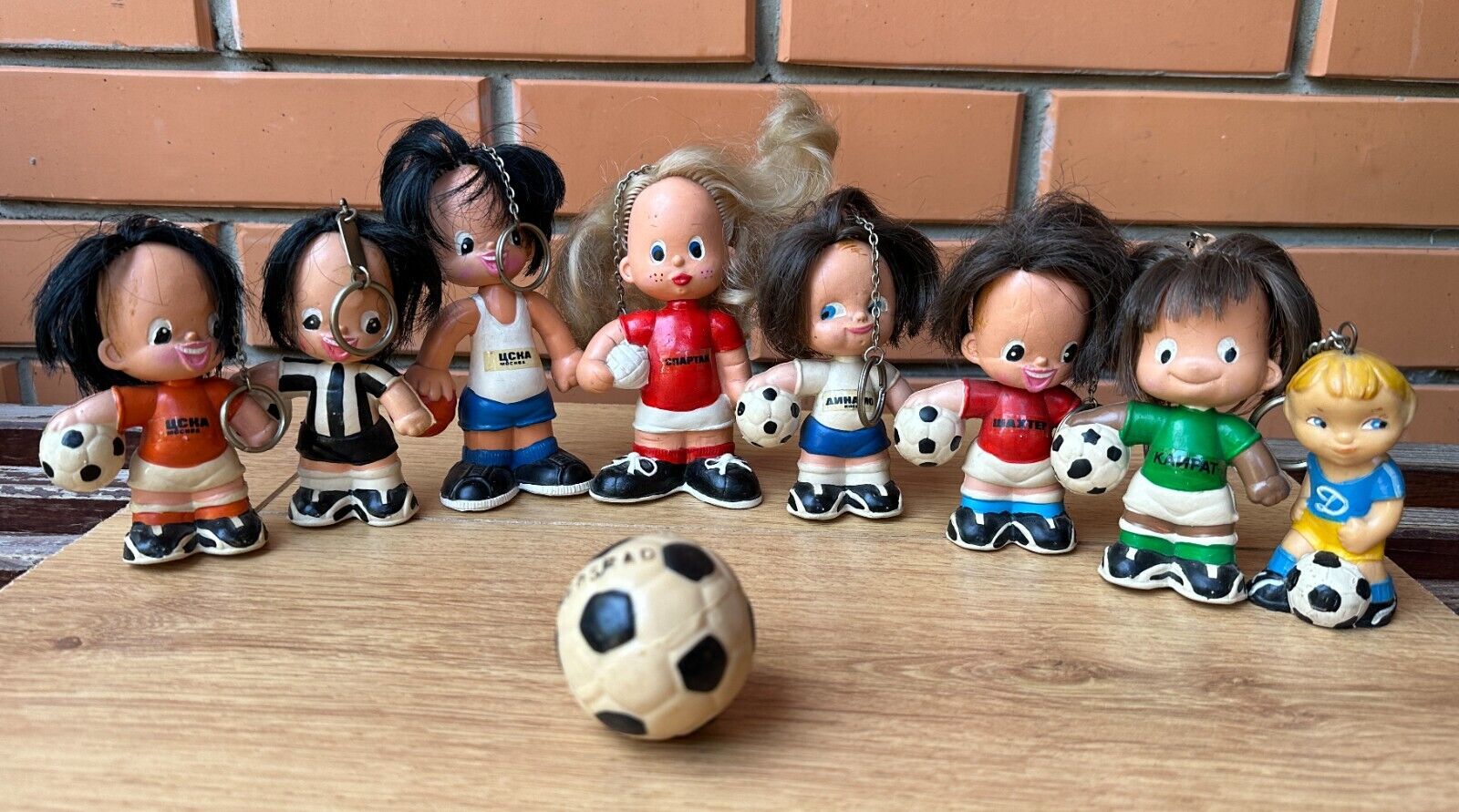 rubber toy keychains football USSR players RARE 8 pcs + ball