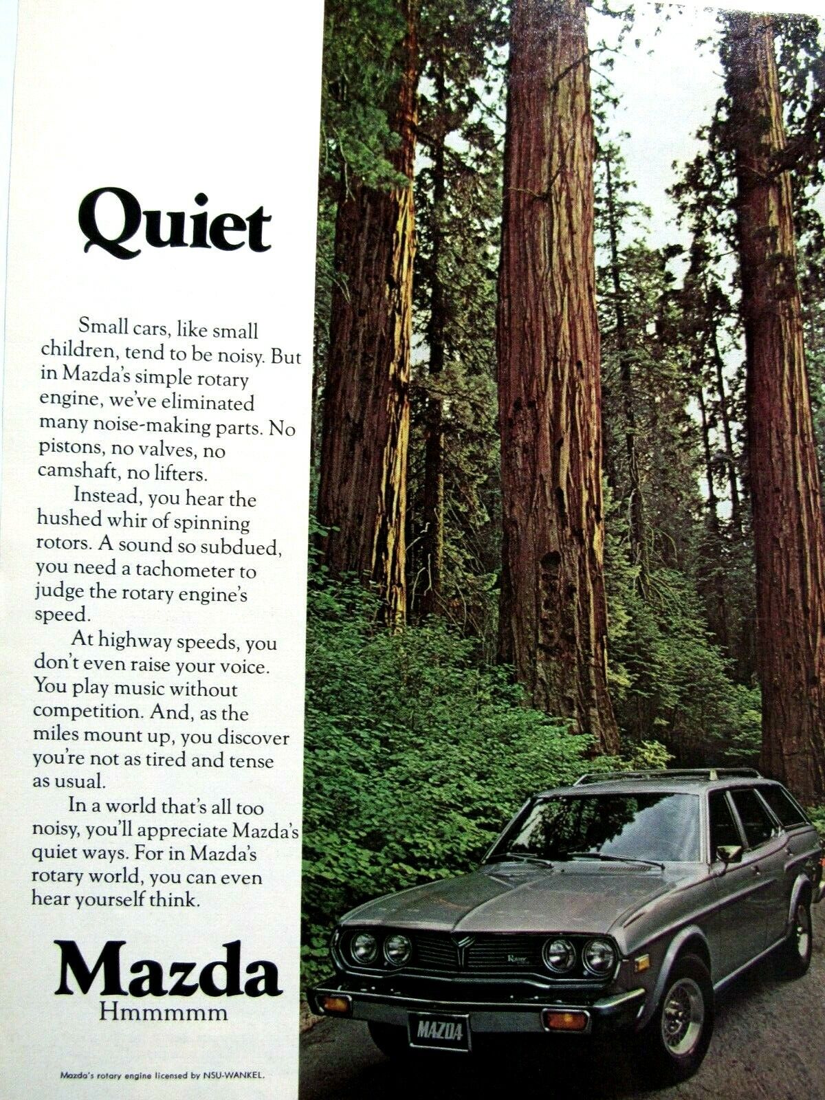 1974  Mazda Wagon QUIET Original Print Ad 8.5 x 11\