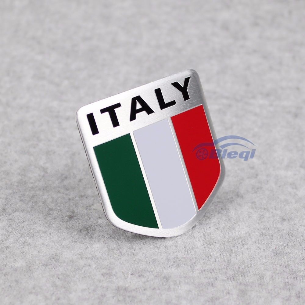 Car Alloy Aluminum 3D Italy Italian Flag Emblem Badge Decals Sticker