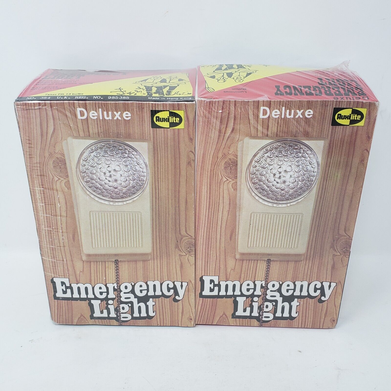 Vintage NOS Emergency Lights - Deluxe Auxilite Battery Operated Light Set of 2