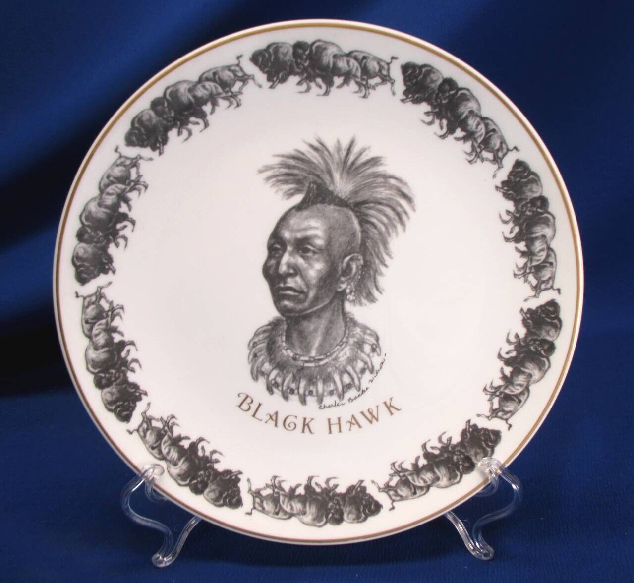1971 WEDGWOOD COMMEMORATIVE PLATE FIRST AMERICANS CHIEF BLACK HAWK