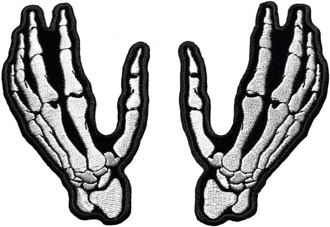 Skeleton Hands Left and Right Patch (2PC Iron on Sew on - LR1)