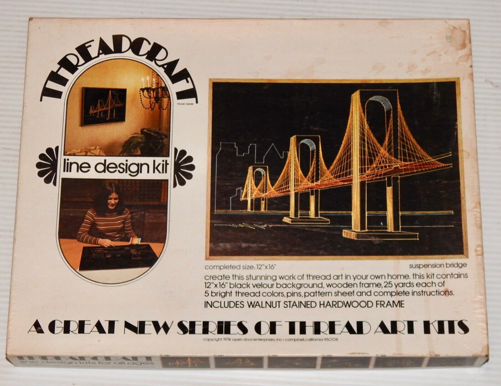 Threadcraft Line Design Kit Suspension Bridge 1974 Thread Art 12 x 16 Unused