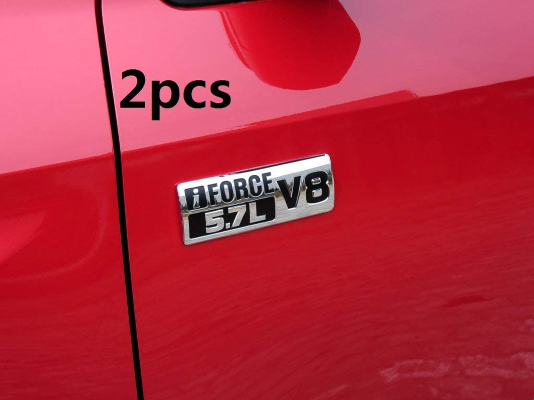 2Pcs OEM 5.7L V8 Badge Side Emblem 3D Logo Compatible with Pro Iforce (Chrome Bl