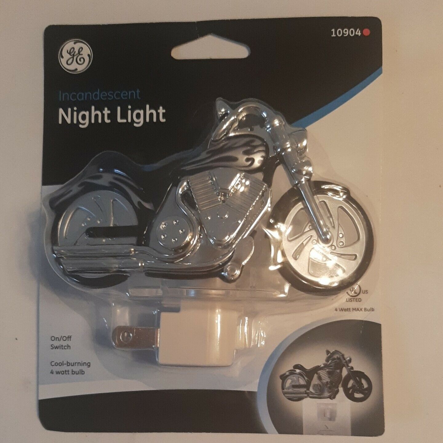 GE Motorcycle Night Light Incandescent 4W Bulb On Off Switch 