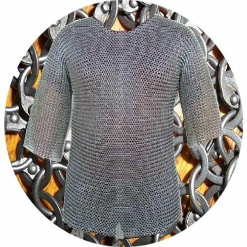 Aluminium Round Riveted Flat Warser Chainmail shirt 9 mm Large Size Half sleeves