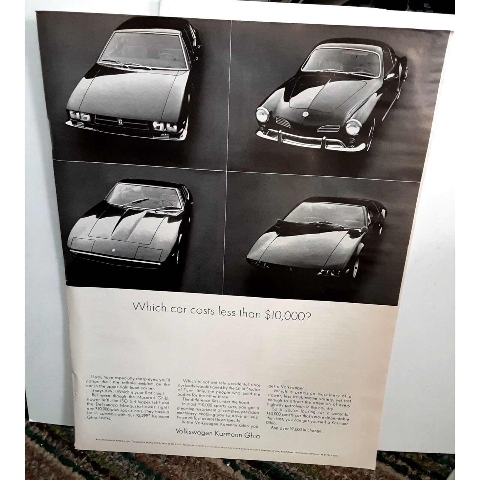 1968 1969 Volkswagen Karmann Ghia Vintage Print Ad 60s Original