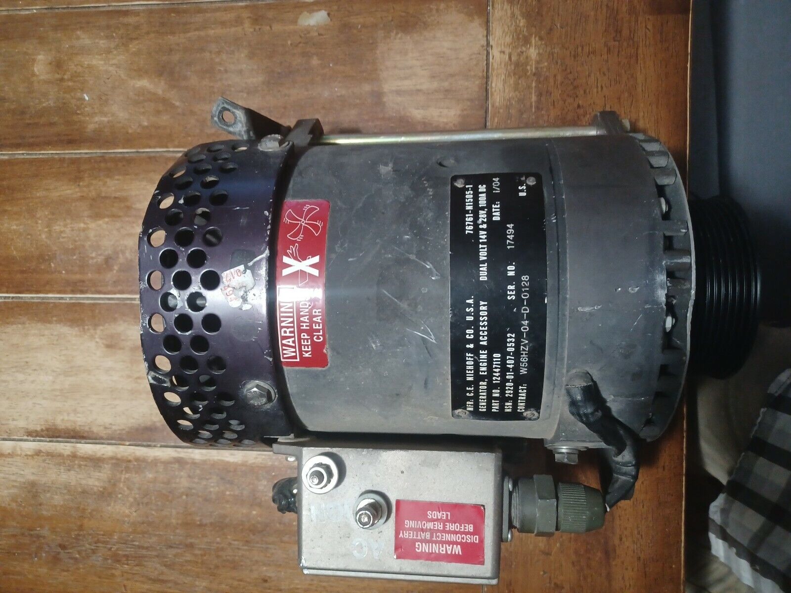 Alternator 100 Amp Dual Voltage 28/14 Volt For HMMWV, (Niehoff N1505-1) 12447110