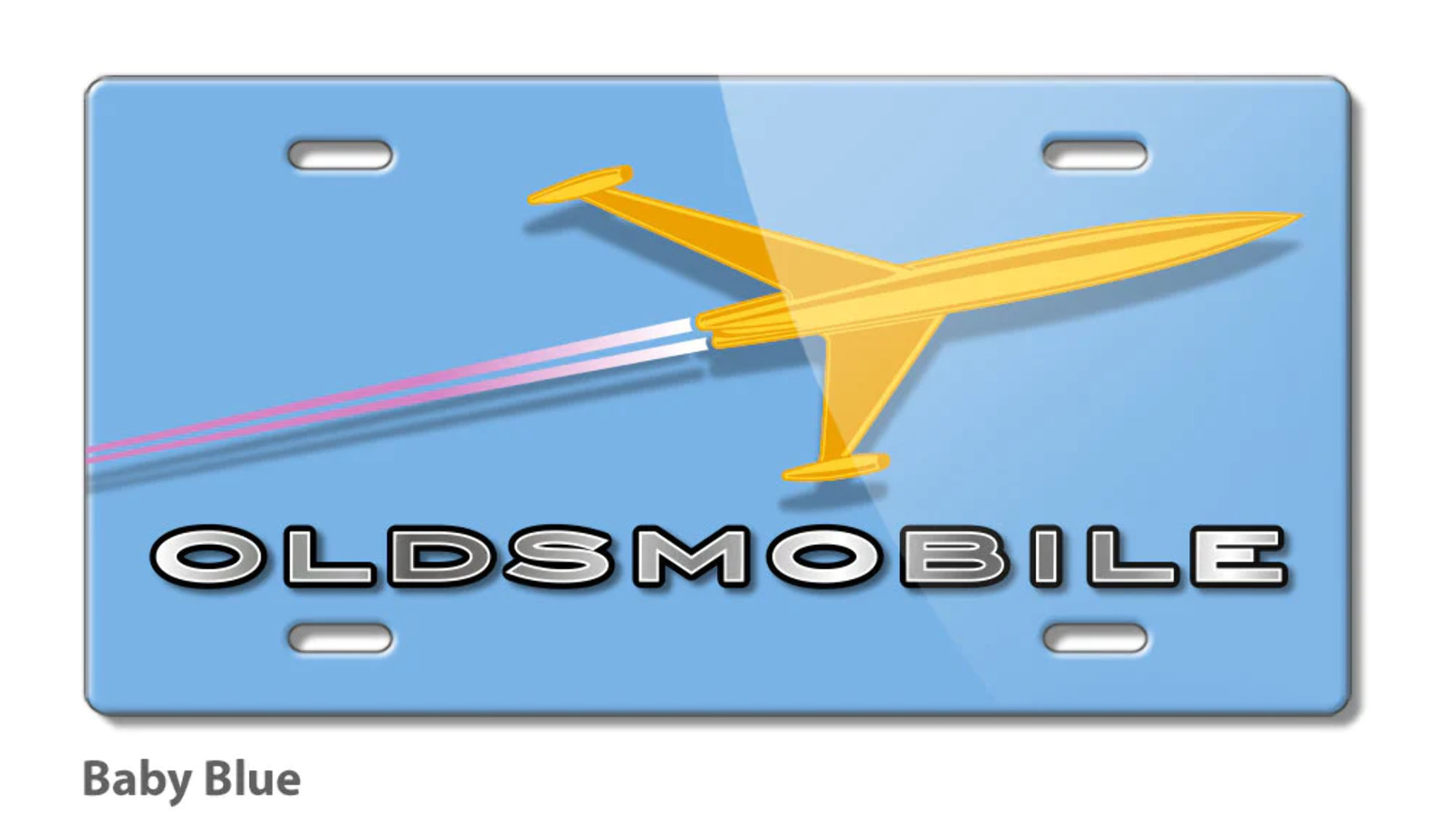 Oldsmobile Rocket Emblem 1956 Aluminum License Plate - 16 colors - Made in USA