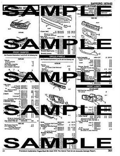 Collision part numbers for 1978-1983 Plymouth Sapporo Mopar Chrysler reprinted