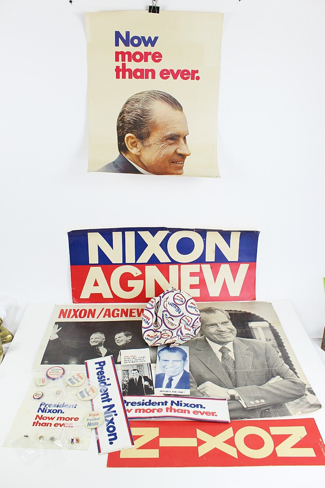RICHARD NIXON Political Collection Original 1968/1972 Posters Buttons Pamphlets