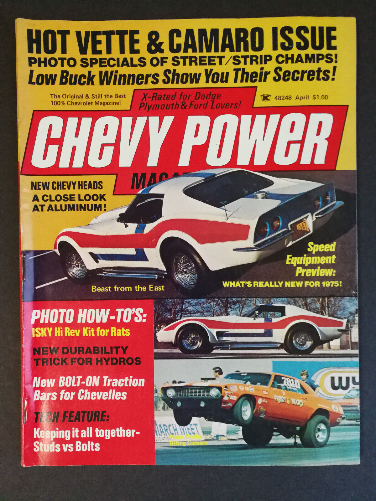 Chevy Power Magazine April 1975 - Corvette & Camaro Issue - Nova -  1022