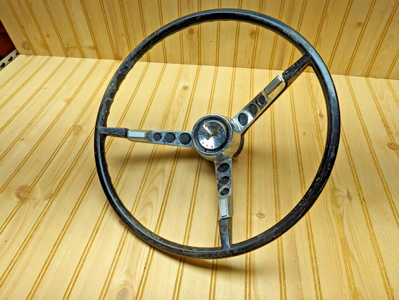 1964 1965 Ford Falcon Sprint Original Steering Wheel with 3-Spoke Horn Ring