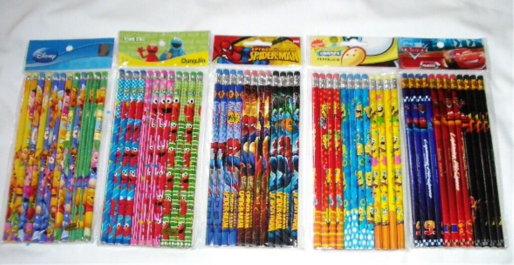 60 pcs Disney & Cartoon Character Licensed Pencil Wholesale School Party Supply