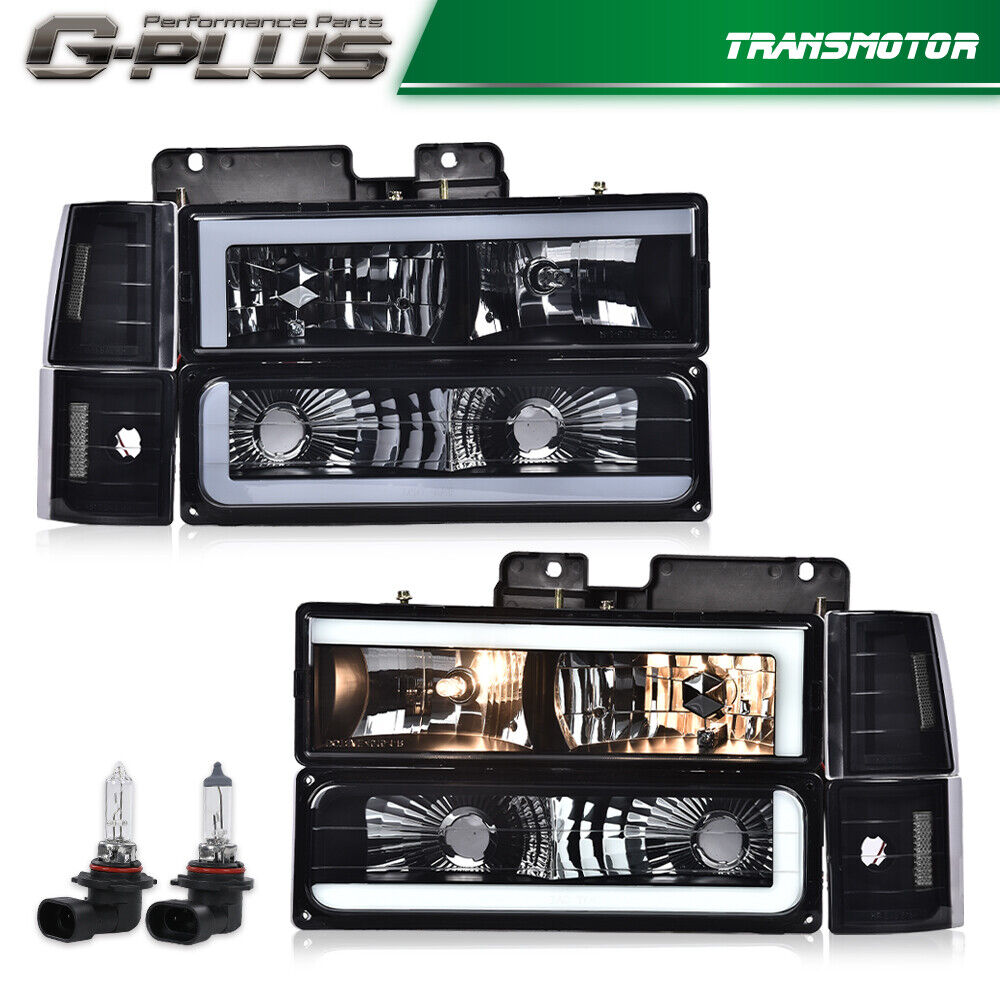 Fit For 88-93 Chevy C/K GMC Sierra Tahoe Smoked/Clear LED Tube Headlights