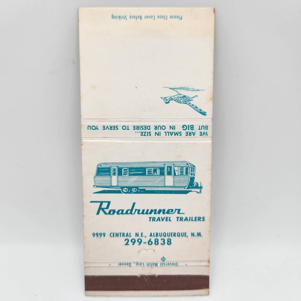 Vintage Matchbook Roadrunner Travel Trailers Albuquerque New Mexico