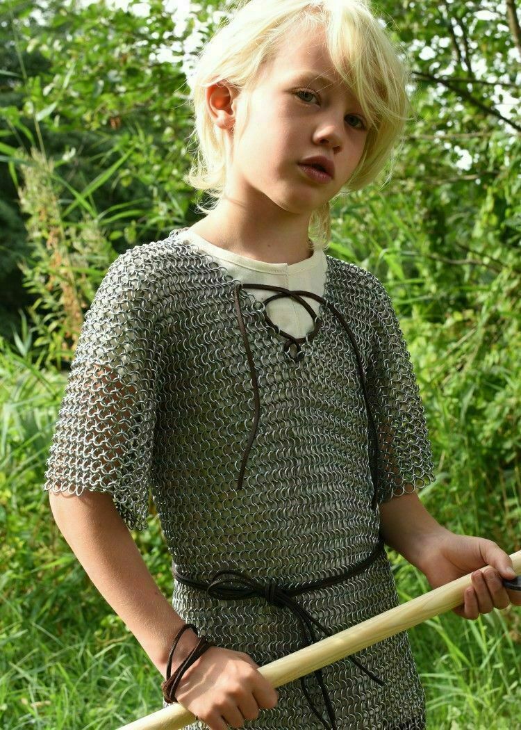 White Anodized Aluminum Butted Chainmail Shirt for 10-15 year old Child VA014