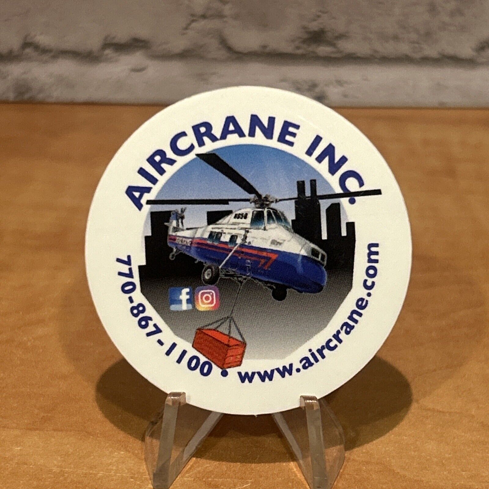 Aircrane Inc.  Air Crane Helicopter Lift Operating Engineers Hardhat Sticker