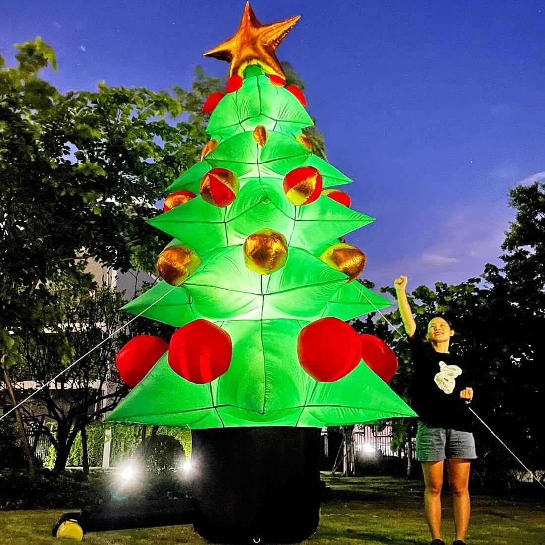 Electron Beast 13Ft Christmas Inflatable Green Tree with Built-in LED Lights