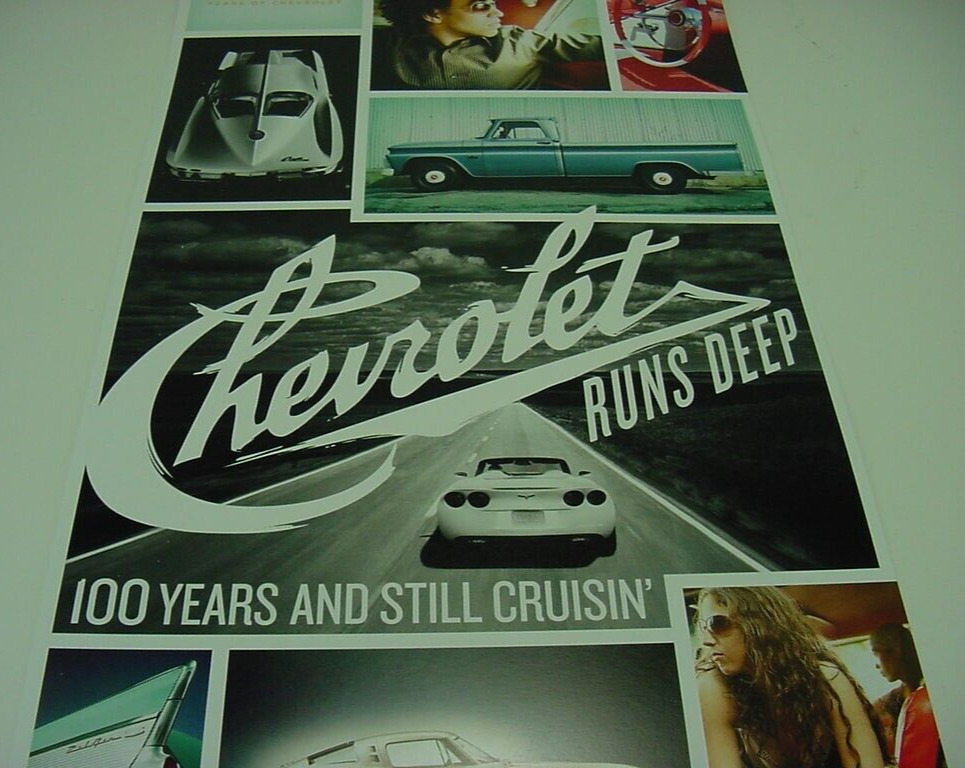 NOS NEAR MINT 2011 CHEVROLET 100 YEARS & STILL CRUISING 8 x 24 inch Dealer Sign
