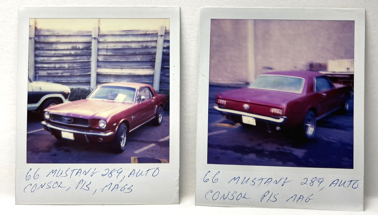 CC9 Photograph Vintage 1980s Polaroid Artistic 1966 Ford Mustang 289 Consol Mags