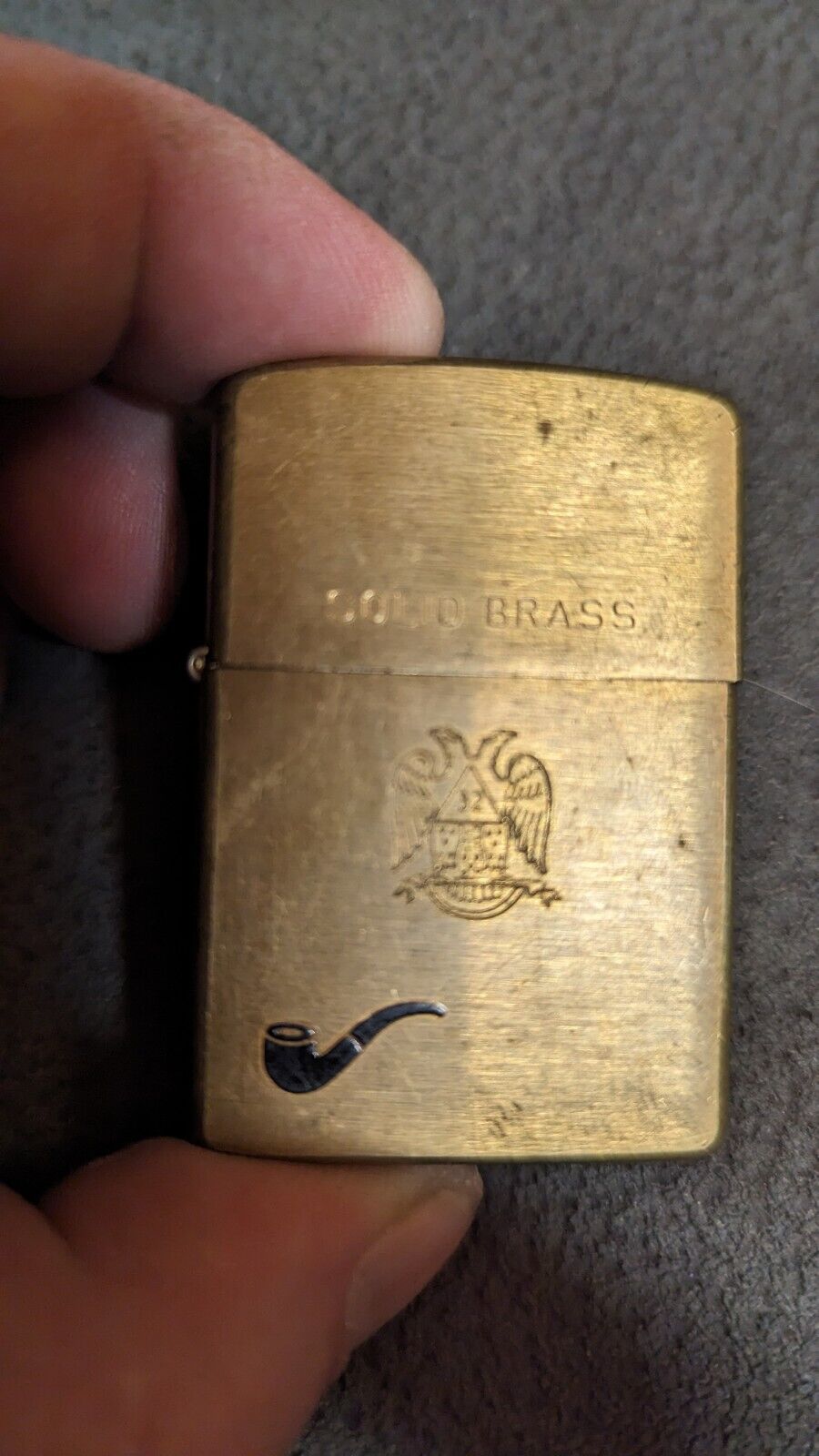 Vintage Solid Brass Free Mason Scottish Rite 32nd Degree Zippo